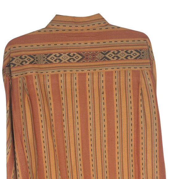 The Territory Ahead Shirt Mens XLT Rust Tan Striped Southwestern Long Sleeve - Picture 8 of 14